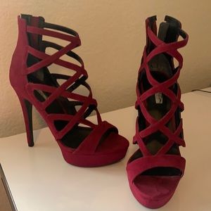 Guess Crimson Suede Red High Heels - 7M
